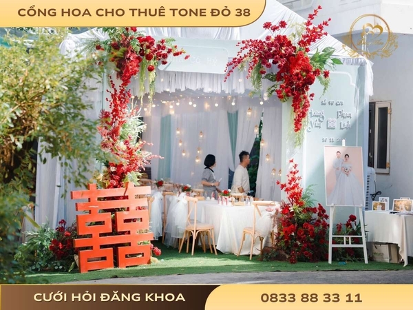 Cổng hoa cho thuê tone đỏ 38