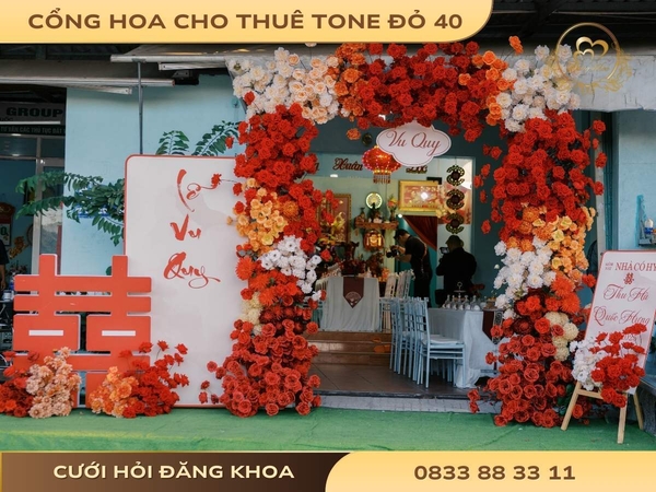 Cổng hoa cho thuê tone đỏ 40