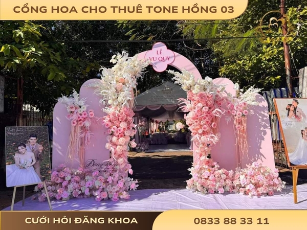 Cổng hoa cho thuê tone hồng 03