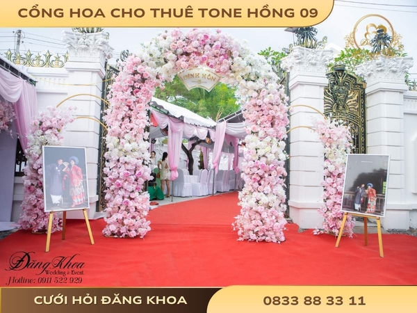 Cổng hoa cho thuê tone hồng 09
