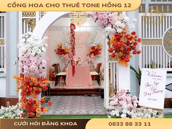 Cổng hoa cho thuê tone hồng 12