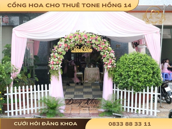 Cổng hoa cho thuê tone hồng 14