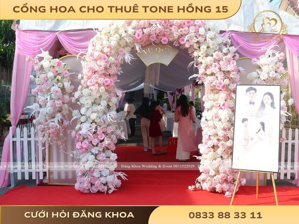 Cổng hoa cho thuê tone hồng 15