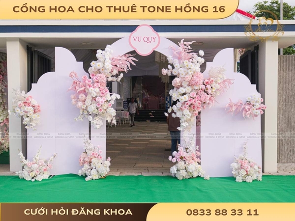 Cổng hoa cho thuê tone hồng 16