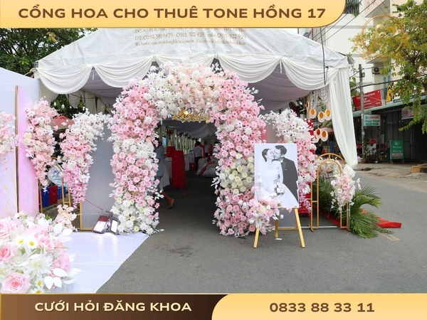 Cổng hoa cho thuê tone hồng 17