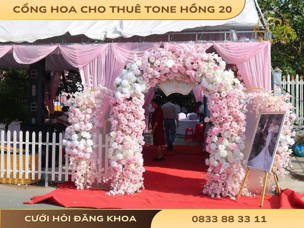Cổng hoa cho thuê tone hồng 20