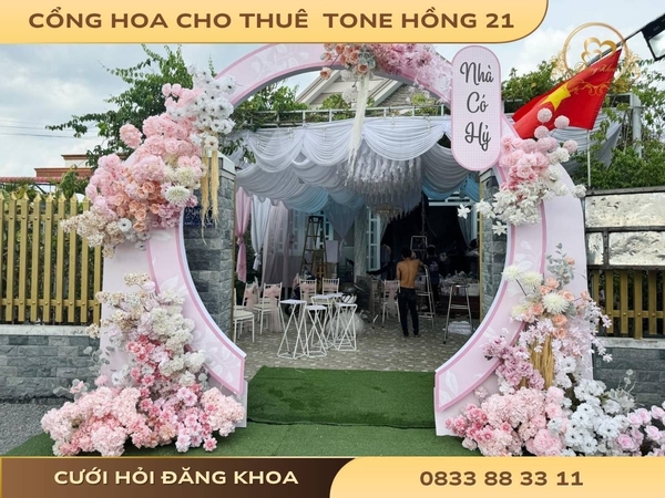 Cổng hoa cho thuê tone hồng 21