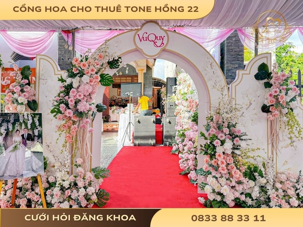 Cổng hoa cho thuê tone hồng 22
