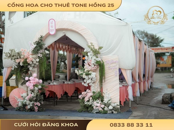 Cổng hoa cho thuê tone hồng 25