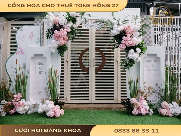Cổng hoa cho thuê tone hồng 27