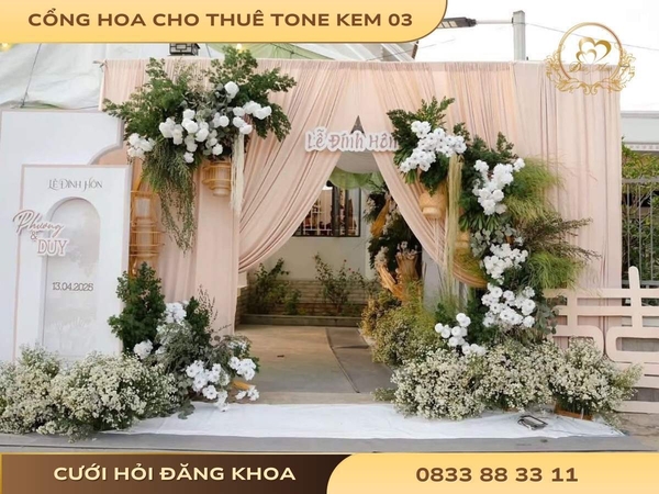 Cổng hoa cho thuê tone kem 03