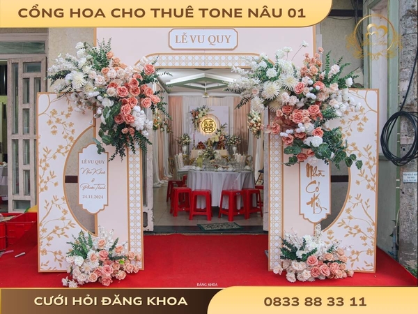 Cổng hoa cho thuê tone nâu 01