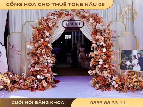 Cổng hoa cho thuê tone nâu 06