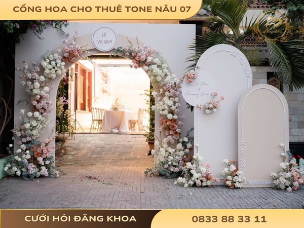 Cổng hoa cho thuê tone nâu 07