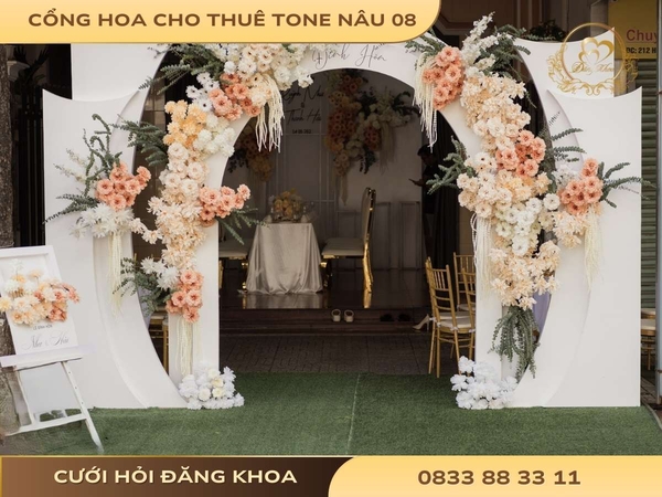 Cổng hoa cho thuê tone nâu 08