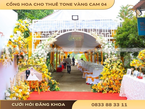 Cổng hoa cho thuê tone vàng cam 04