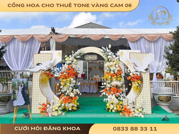Cổng hoa cho thuê tone vàng cam 06