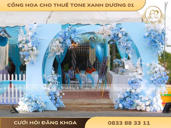 Cổng hoa cho thuê tone xanh dương 01