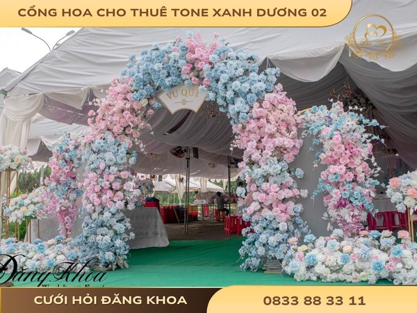 Cổng hoa cho thuê tone xanh dương 02