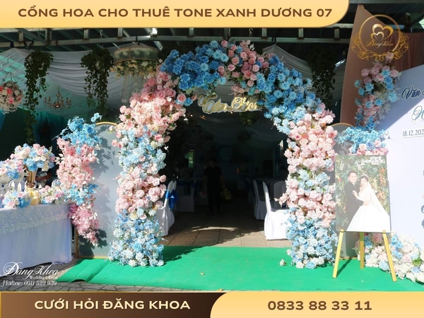 Cổng hoa cho thuê tone xanh dương 07