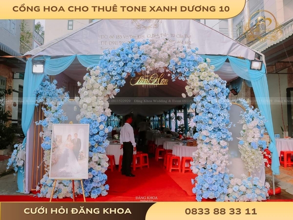 Cổng hoa cho thuê tone xanh dương 10
