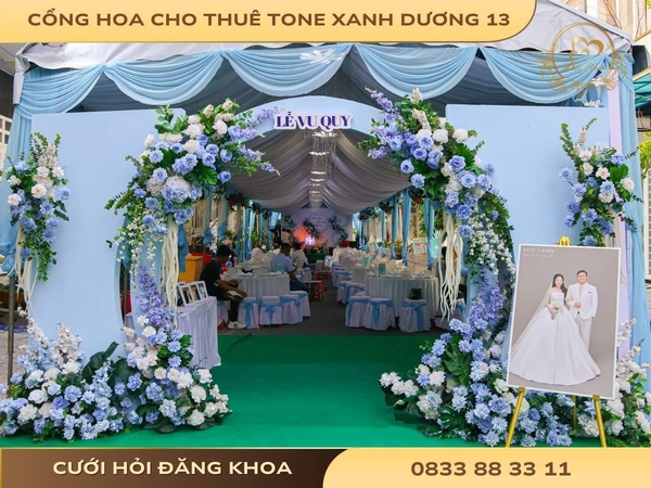 Cổng hoa cho thuê tone xanh dương 13