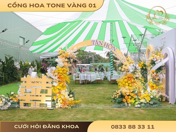 Cổng hoa cho thuê vàng 01
