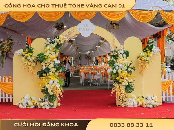 Cổng hoa cho thuê tone vàng cam 01