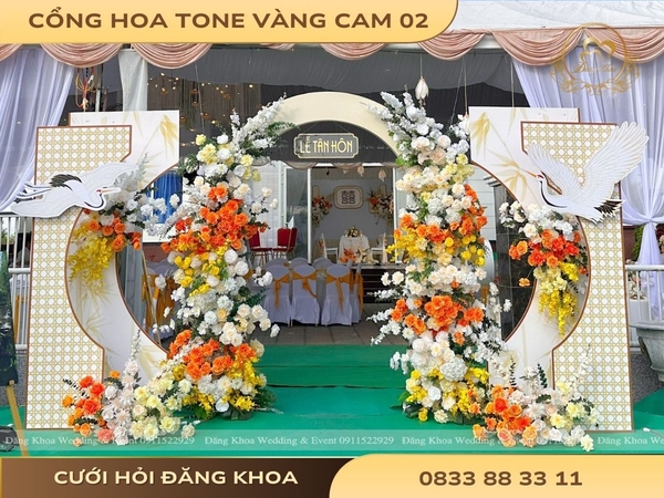 Cổng hoa cho thuê vàng cam 02