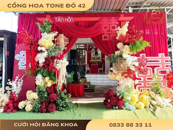 Cổng hoa tone đỏ 42