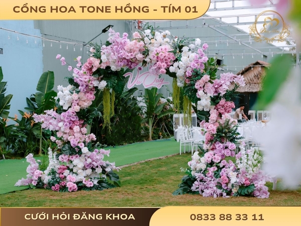 Cổng hoa tone hồng - tím 01