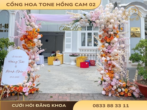 Cổng hoa tone hồng cam 02