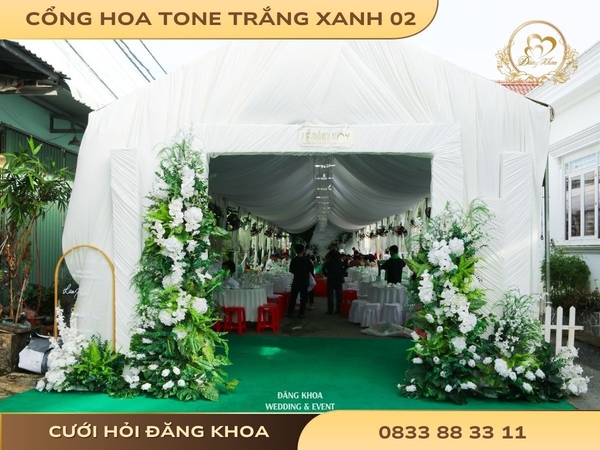 Cổng hoa tone trắng xanh 02