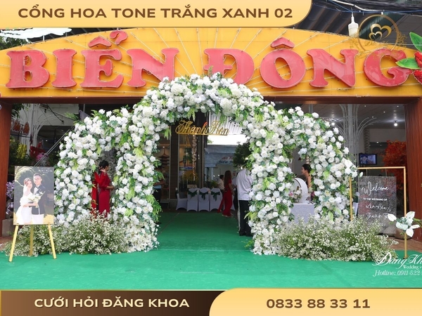 Cổng hoa tone trắng xanh 02