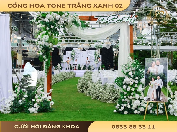Cổng hoa tone trắng xanh 02