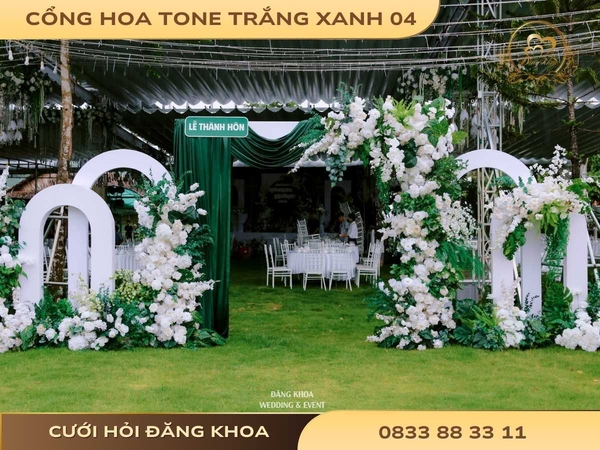 Cổng hoa tone trắng xanh 04