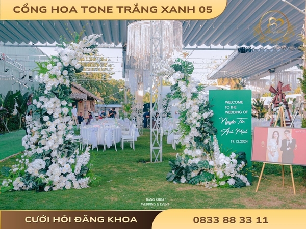 Cổng hoa tone trắng xanh 05