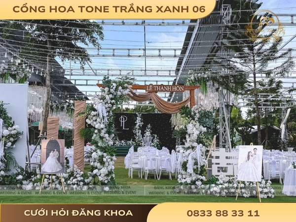 Cổng hoa tone trắng xanh 06