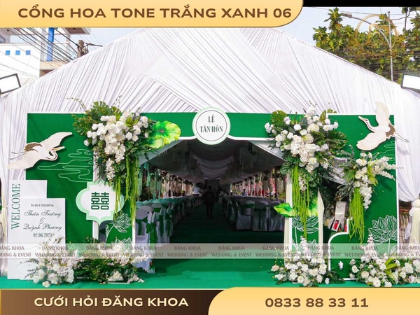 Cổng hoa tone trắng xanh 06