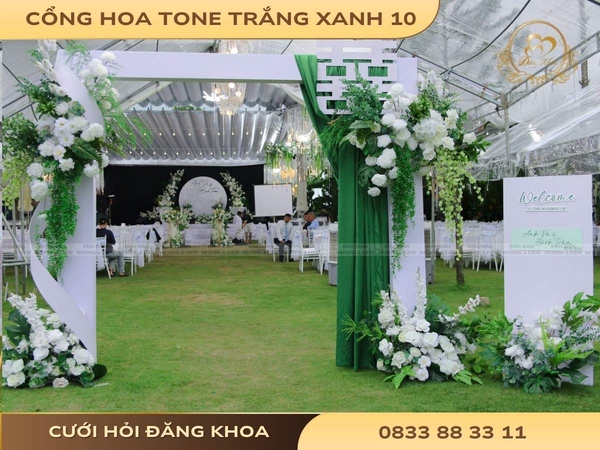 Cổng hoa tone trắng xanh 10