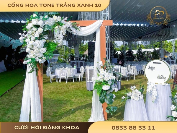 Cổng hoa tone trắng xanh 10