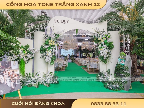 Cổng hoa tone trắng xanh 12