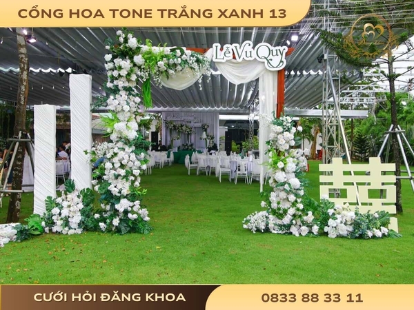 Cổng hoa tone trắng xanh 13