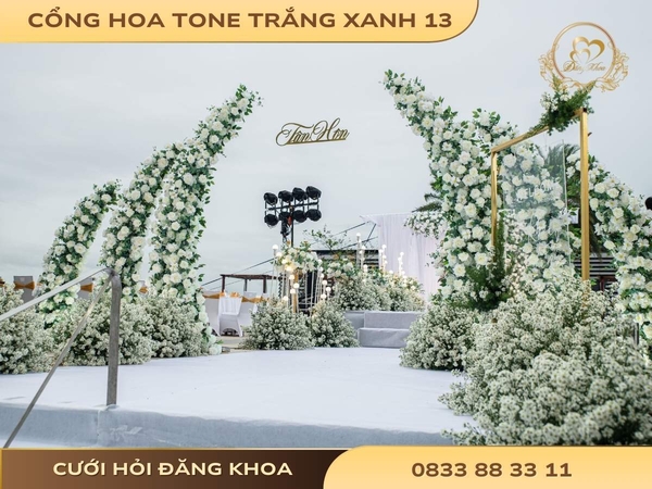 Cổng hoa tone trắng xanh 13