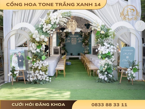 Cổng hoa tone trắng xanh 14