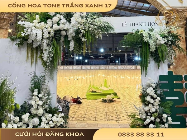 Cổng hoa tone trắng xanh 17