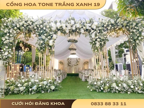 Cổng hoa tone trắng xanh 19