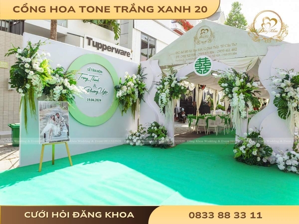 Cổng hoa tone trắng xanh 20