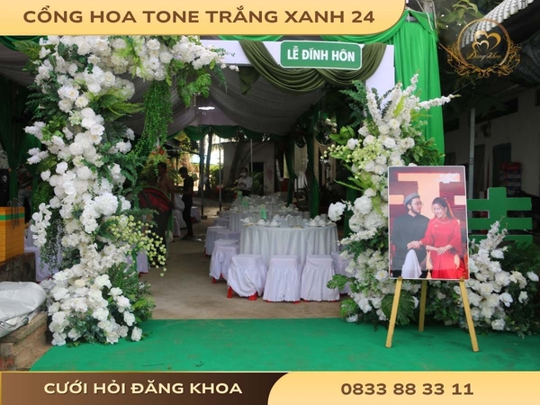 Cổng hoa tone trắng xanh 24