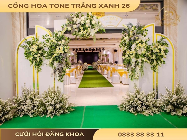 Cổng hoa tone trắng xanh 26